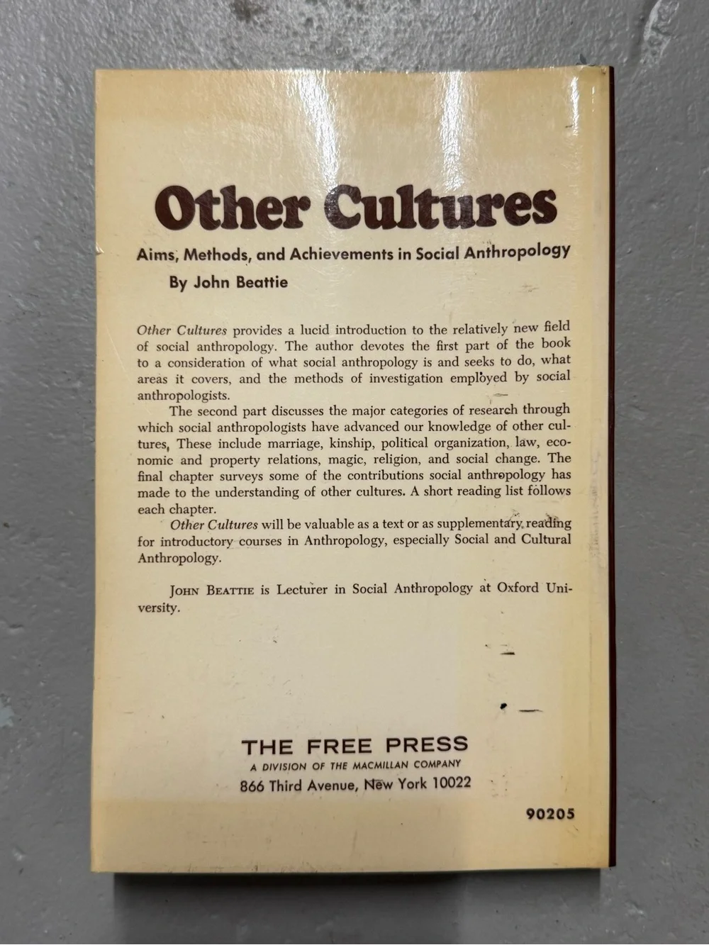 Vintage Other Cultures John Beattie Social Anthropology Paperback Oxford